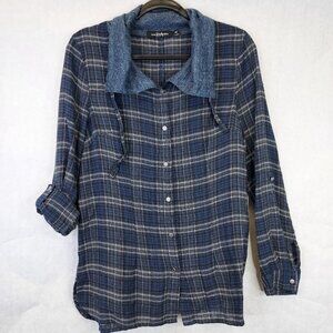 Eric Alexandre Camp Shirt Womens EU 42 US L Plaid Convertible Sleeve City Preppy